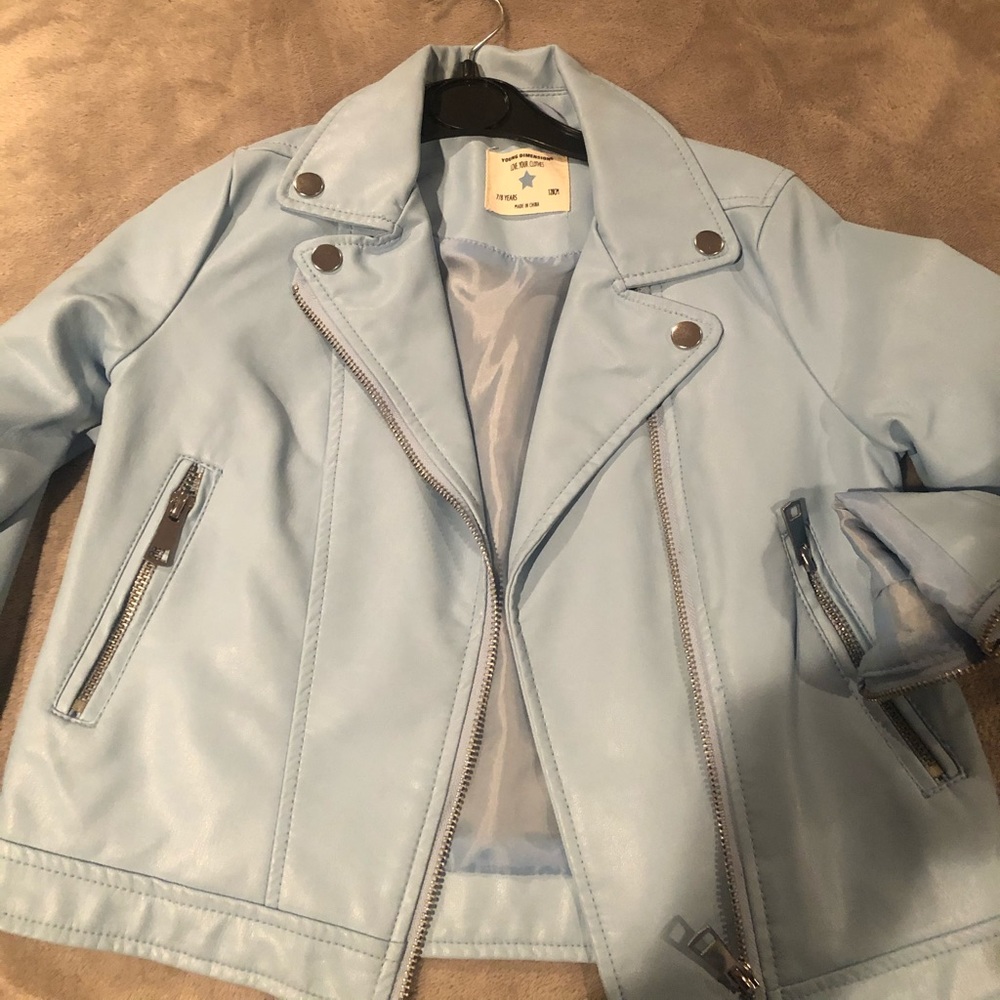Girls Light Blue Motorcycle Jacket